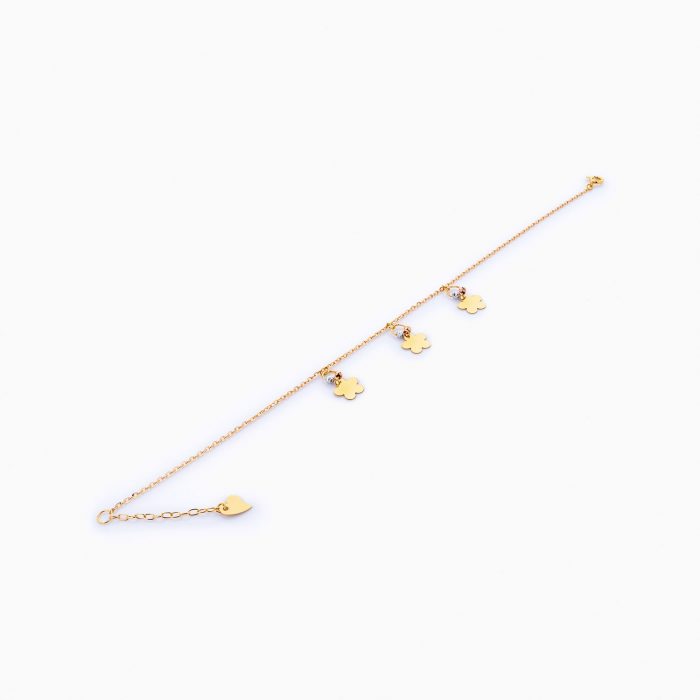 پابند طلا 18 عیار زنانه زنجیری مدل شبدر کد AL0011