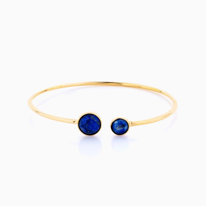 دستبند طلا 18 عیار زنانه مدل فانتزی با سنگ آبی کد BL0086