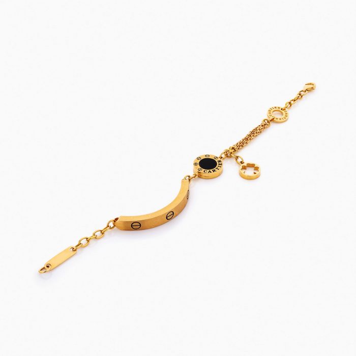 دستبند طلا 18 عیار زنانه فانتزی مدل کارتیر زنجیری کد BL0099