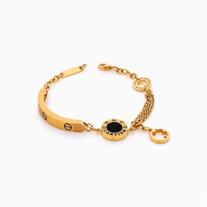 دستبند طلا 18 عیار زنانه فانتزی مدل کارتیر زنجیری کد BL0099