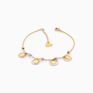 دستبند طلا 18 عیار زنانه زنجیری مدل گوی و حلقه کد BL0162