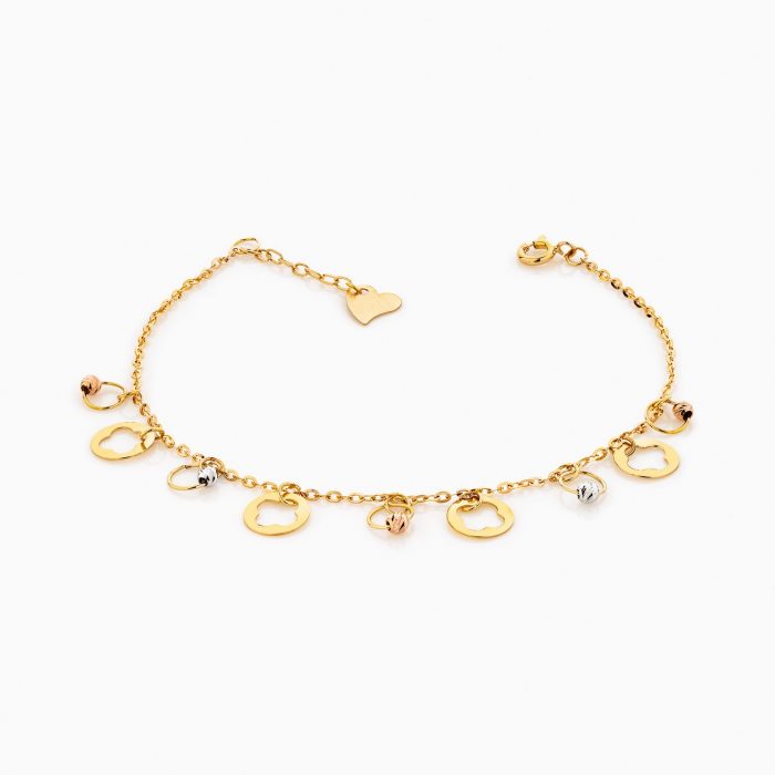 دستبند طلا 18 عیار زنانه زنجیری مدل گوی پلاک ونکلیف کد BL0163