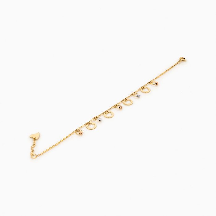 دستبند طلا 18 عیار زنانه زنجیری مدل گوی پلاک ونکلیف کد BL0163