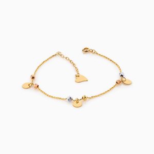 دستبند طلا 18 عیار زنانه زنجیری مدل گوی و پولک کد BL0165