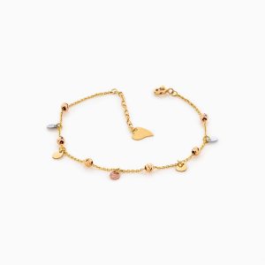دستبند طلا 18 عیار زنانه زنجیری مدل گوی و پلاک کد BL0169