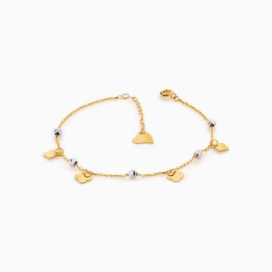 دستبند طلا 18 عیار زنانه زنجیری مدل گوی و پلاک گل کد BL0171