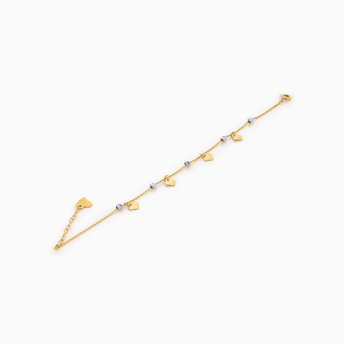 دستبند طلا 18 عیار زنانه زنجیری مدل گوی و پلاک گل کد BL0171