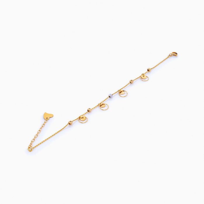دستبند طلا 18 عیار زنانه زنجیری مدل گوی و حلقه پلاک کد BL0172
