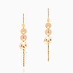 گوشواره طلا 18 عیار زنانه زنجیری مدل آویز گوی و پولک کد ER0125