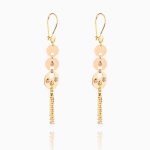 گوشواره طلا 18 عیار زنانه زنجیری مدل آویز گوی و پولک کد ER0125