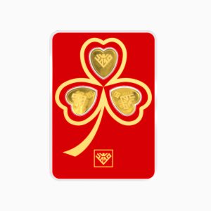 شمش طلا 24 عیار 1.5 گرمی قلب مدل گل شبدر