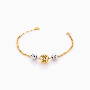دستبند طلا 18 عیار زنانه زنجیری مدل سه گوی کد BL0271