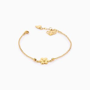 دستبند طلا 18 عیار زنانه فانتزی مدل تک گل کد BL0324