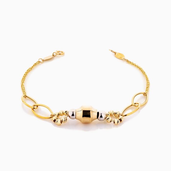 دستبند طلا 18 عیار زنانه زنجیری مدل طرح هندسی کد BL0329