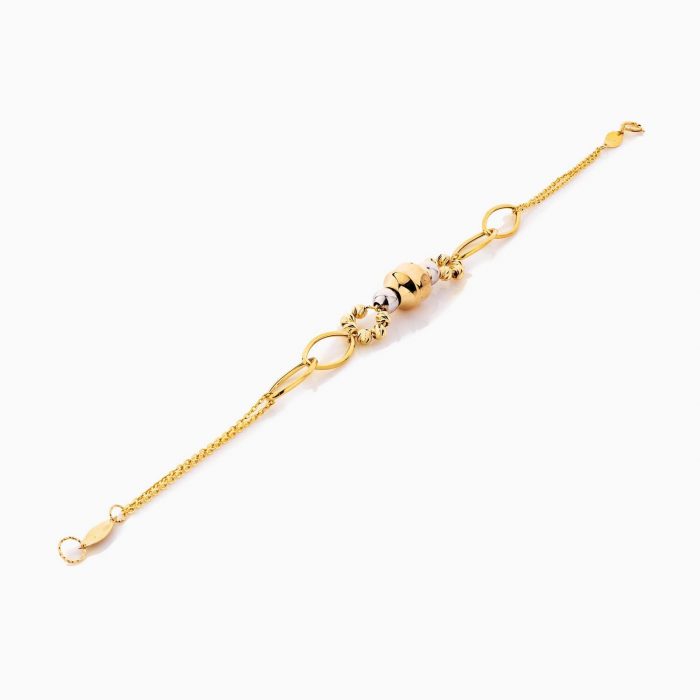 دستبند طلا 18 عیار زنانه زنجیری مدل طرح هندسی کد BL0329