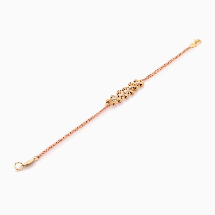 دستبند طلا 18 عیار زنانه زنجیری مدل گوی و حلقه کد BL0331