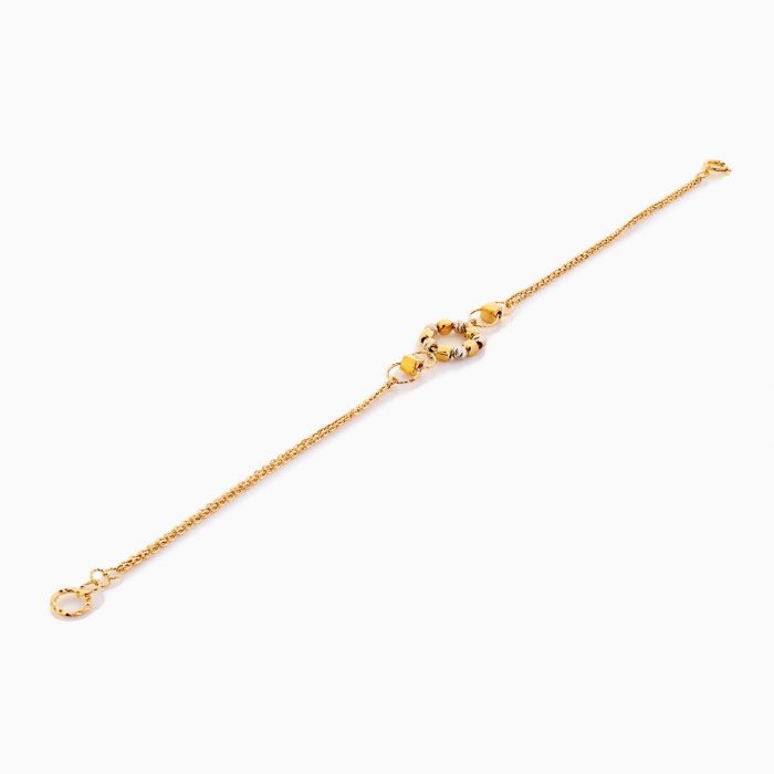 دستبند طلا 18 عیار زنانه زنجیری مدل گوی وحلقه کد BL0332