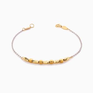 دستبند طلا 18 عیار زنانه زنجیری مدل مکعب و استوانه تراش خور کد BL0335