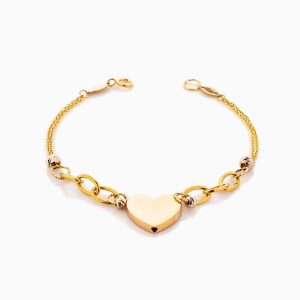 دستبند طلا 18 عیار زنانه زنجیری مدل قلب کد BL0338
