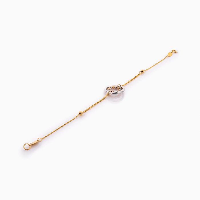 دستبند طلا 18 عیار زنانه زنجیری مدل گوی و حلقه کد BL0353