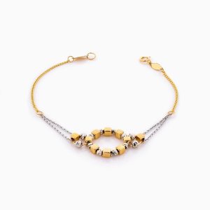 دستبند طلا 18 عیار زنانه زنجیری مدل دایره گوی دار کد BL0354