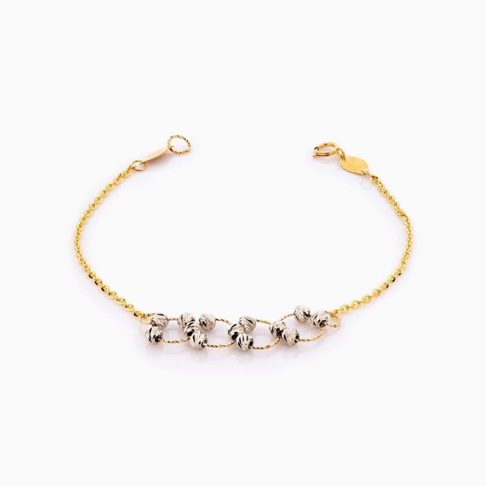 دستبند طلا 18 عیار زنانه زنجیری مدل گوی و حلقه کد BL0361