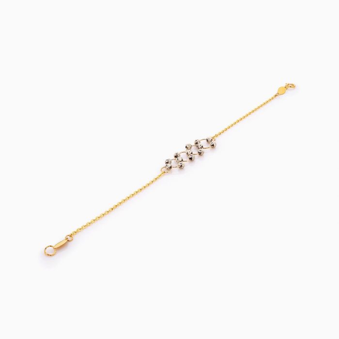 دستبند طلا 18 عیار زنانه زنجیری مدل گوی و حلقه کد BL0361