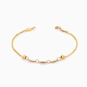 دستبند طلا 18 عیار زنانه زنجیری مدل گوی و پولک کد BL0363