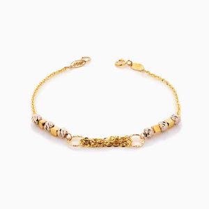 دستبند طلا 18 عیار زنانه زنجیری مدل گوی و مکعب کد BL0367