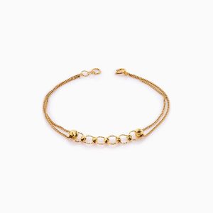 دستبند طلا 18 عیار زنانه زنجیری مدل گوی وحلقه کد BL0375