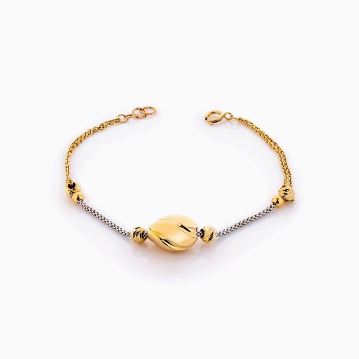 دستبند طلا 18 عیار زنانه زنجیری مدل گوی وزنجیر کد BL0376