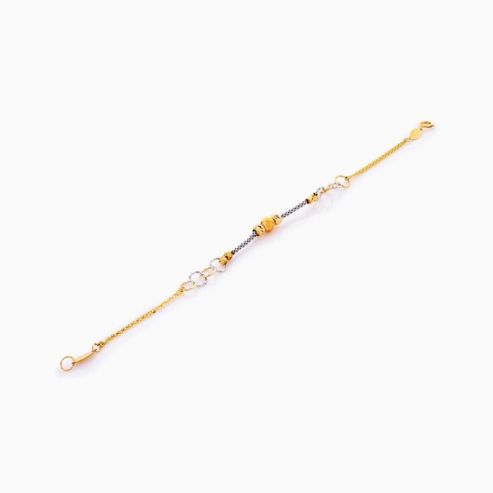 دستبند طلا 18 عیار زنانه زنجیری مدل گوی و حلقه کد BL0382
