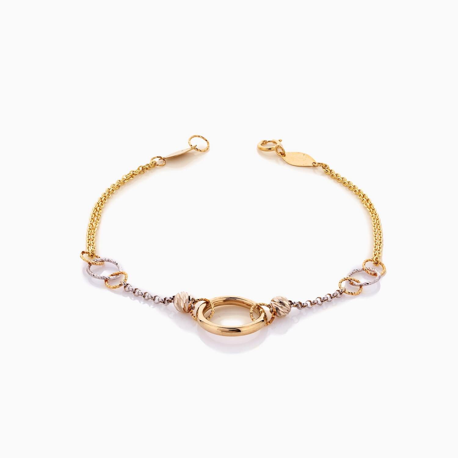 دستبند طلا 18 عیار زنانه زنجیری مدل حلقه و گوی کد BL0389