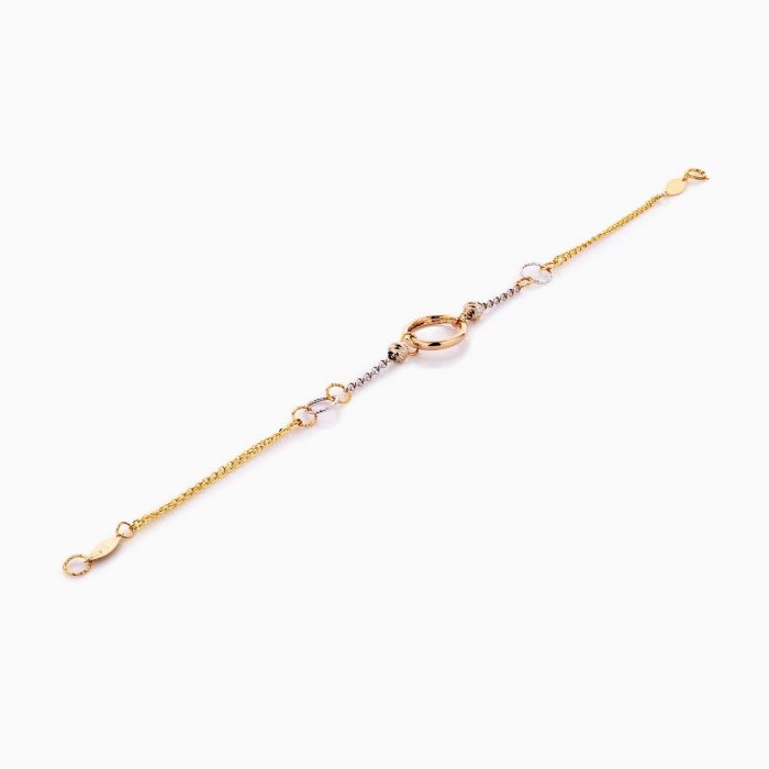 دستبند طلا 18 عیار زنانه زنجیری مدل حلقه و گوی کد BL0389