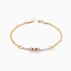دستبند طلا 18 عیار زنانه زنجیری مدل سه گوی کد BL0390