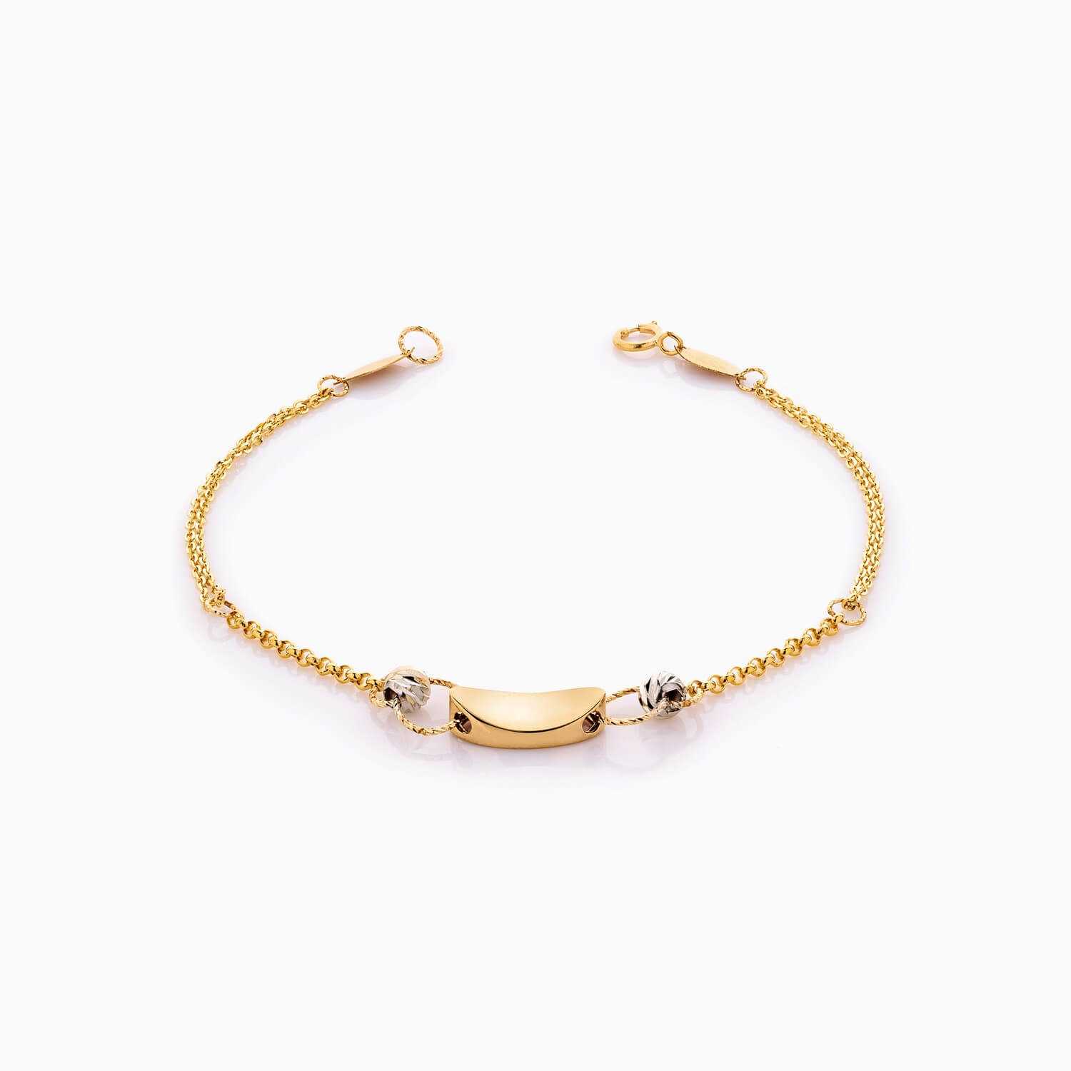 دستبند طلا 18 عیار زنانه زنجیری مدل پلاک هندسی کد BL0392