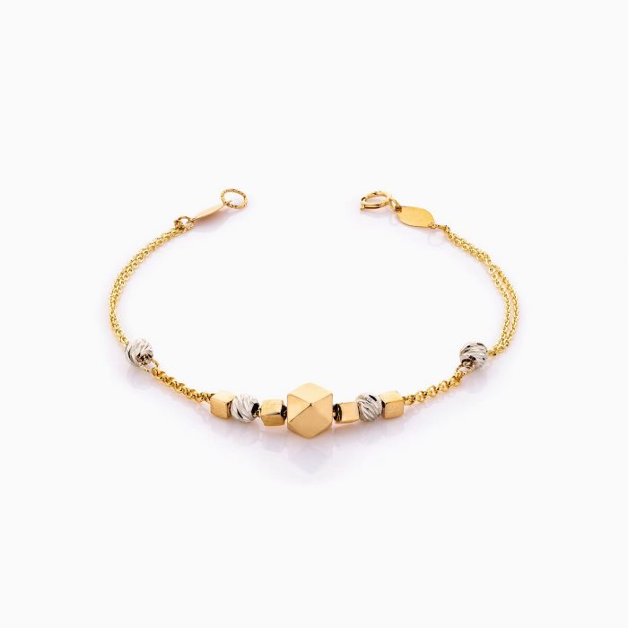دستبند طلا 18 عیار زنانه زنجیری مدل گوی طرح دار کد BL0396