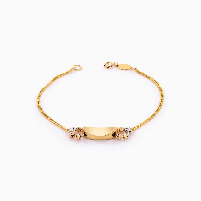 دستبند طلا 18 عیار زنانه زنجیری مدل پلاک هندسی کد BL0397
