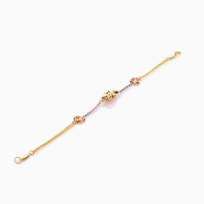 دستبند طلا 18 عیار زنانه زنجیری مدل گوی پیچ دار کد BL0399