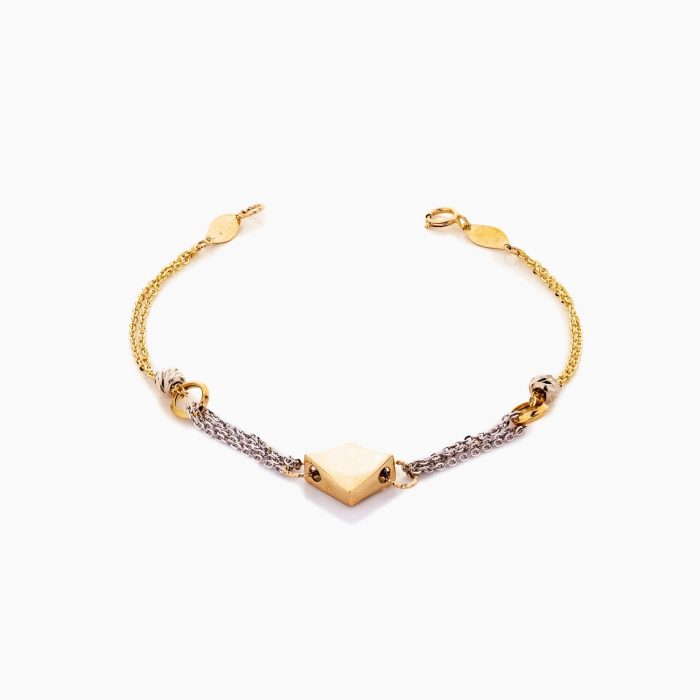 دستبند طلا 18 عیار زنانه زنجیری مدل پلاک هندسی کد BL0400