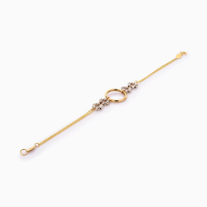 دستبند طلا 18 عیار زنانه زنجیری مدل حلقه و گوی کد BL0401