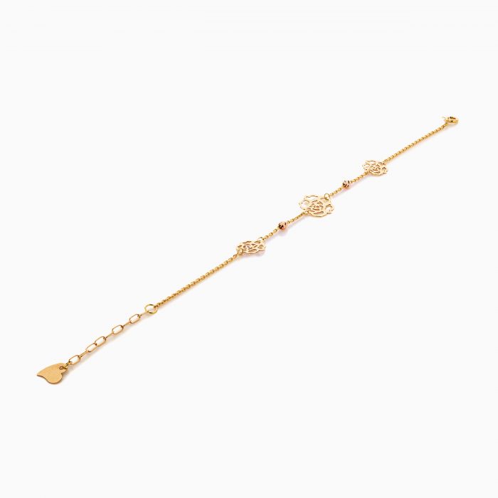 دستبند طلا 18 عیار زنانه زنجیری مدل گل کد BL0415