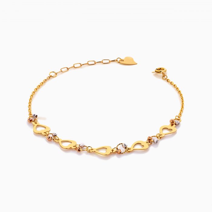 دستبند طلا 18 عیار زنانه فانتزی مدل قلب کد BL0416