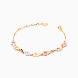 دستبند طلا 18 عیار زنانه زنجیری مدل قلب کد BL0418