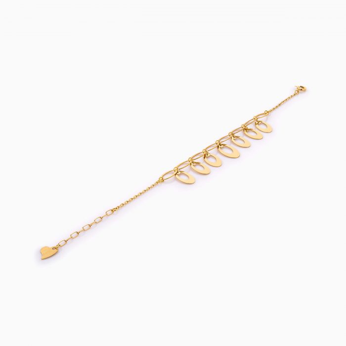 دستبند طلا 18 عیار زنانه زنجیری مدل پولک طرح دار کد BL0420