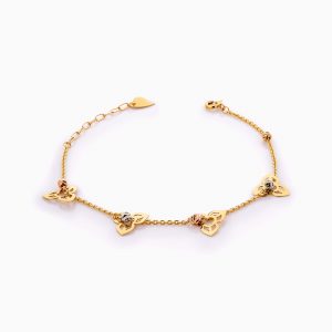دستبند طلا 18 عیار زنانه زنجیری مدل گوی و گل کد BL0421