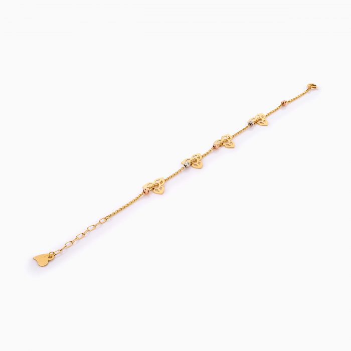 دستبند طلا 18 عیار زنانه زنجیری مدل گوی و گل کد BL0421