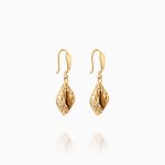 گوشواره طلا 18 عیار زنانه با نگین اتمی مدل اسلیمی طرح برگ کد ER0157
