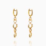 گوشواره طلا 18 عیار زنانه مدل آویز گوی و حلقه کد ER0187
