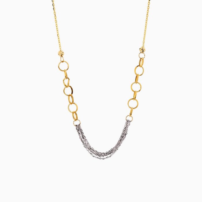 گردنبند طلا 18 عیار زنانه مدل زنجیر و حلقه کد NL0211